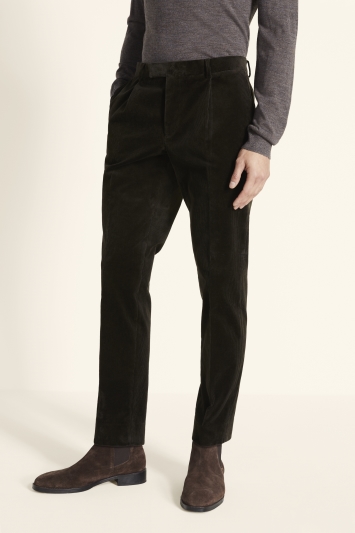 Slim Fit Olive Corduroy Trousers