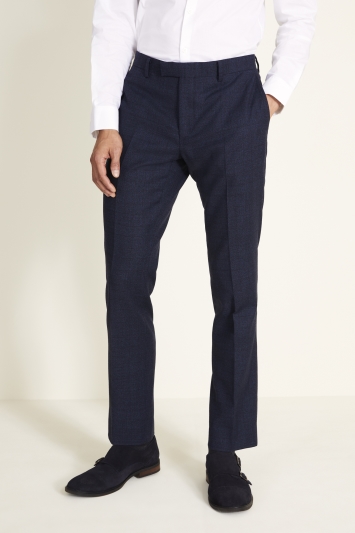 DKNY Slim Fit Navy Check Trousers 
