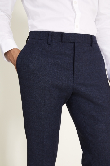 DKNY Slim Fit Navy Check Trousers 