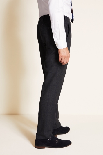 Tailored Fit Grey Check Trousers