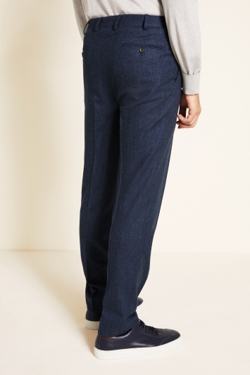 Tailored Fit Blue Cashmere Blend Trousers