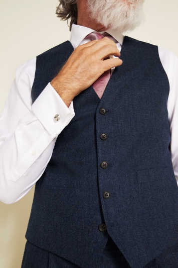 Tailored Fit Blue Cashmere Blend Waistcoat