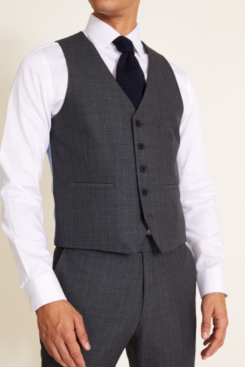 Slim Fit Charcoal & Sky Check Jacket