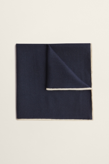 Navy Silk & Wool Pocket Square