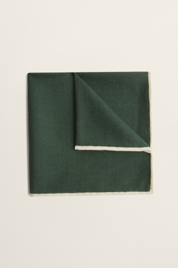 Green Silk & Wool Pocket Square