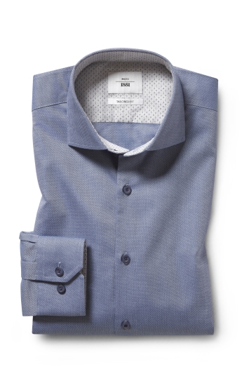 Tailored Fit Blue Textured Zero Iron Shirt 