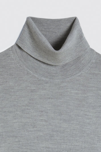 Light Grey Merino Roll-Neck Sweater