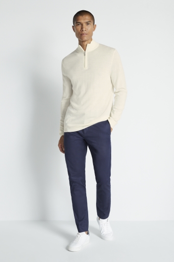 Ivory Merino Zip-Neck Jumper