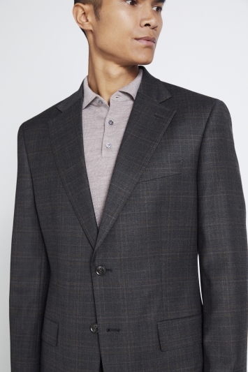 Tailored Fit Grey Check Jacket 