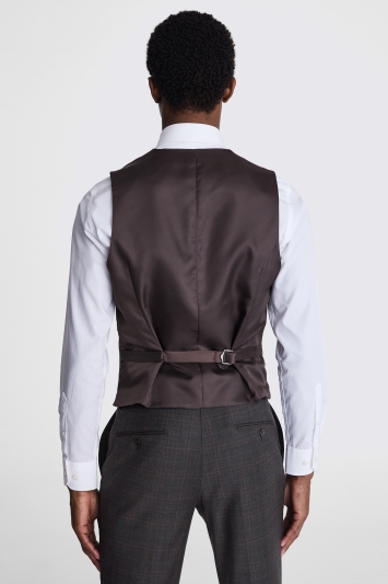Tailored Fit Grey Check Performance Waistcoat