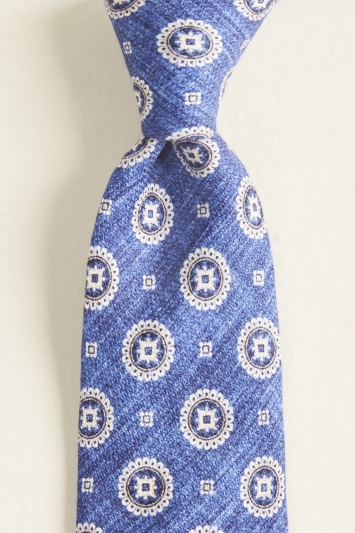 Blue Medallion Print Tie