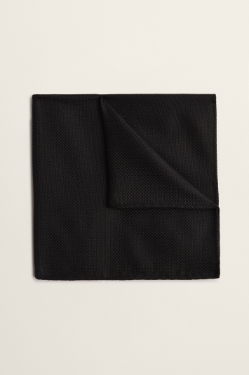 Black Plain Natte Silk Pocket Square