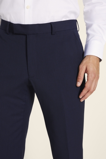 Moss London Slim Fit Navy Pindot Trouser