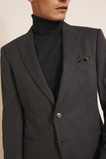 Slim Fit Charcoal Flannel Jacket