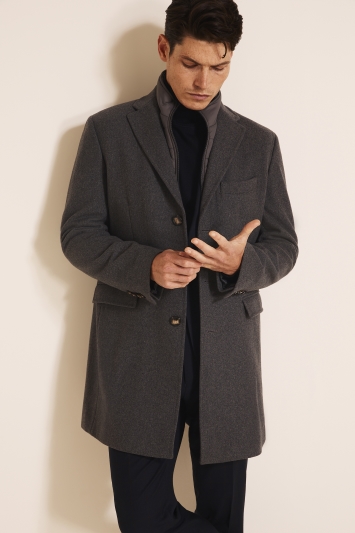 Tailored Fit Grey Epsom Overcoat