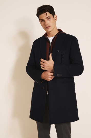 Tailored Fit Navy Overcoat 