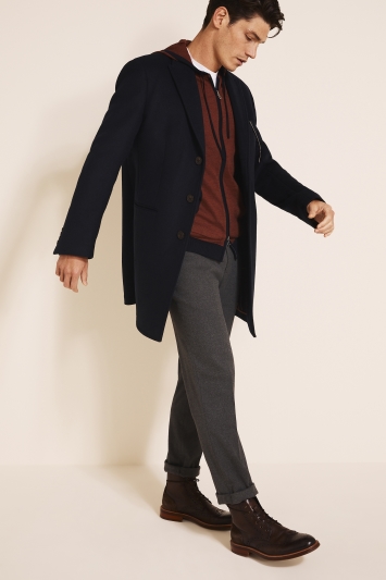 Tailored Fit Navy Overcoat 