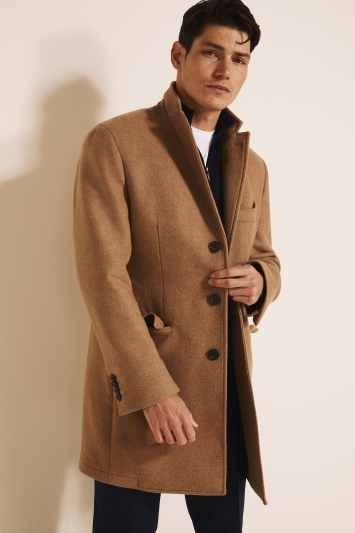 FAXIKIO Mens Slim Fit Top Coat Trench Wool Blend Overcoat Knee Length Winter Jacket