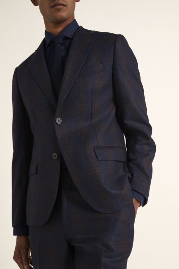Tailored Fit Navy Check Jacket