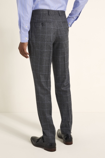 Tailored Fit Grey Windowpane Trousers