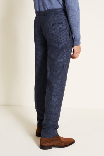 Tailored Fit Blue Puppytooth Trousers