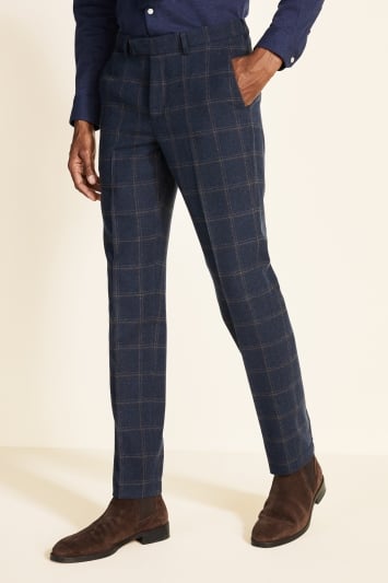 Tailored Fit Navy Check Tweed Jacket