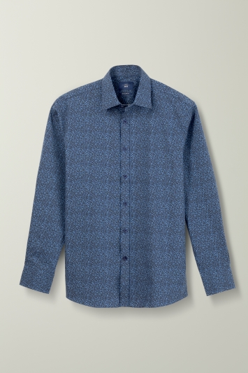 Regular Fit Navy Floral Shirt