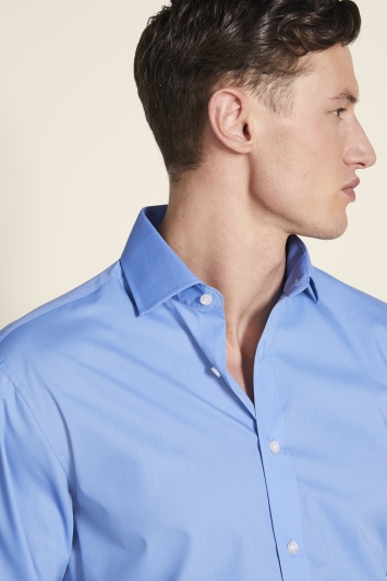 Regular Fit Blue Poplin Shirt
