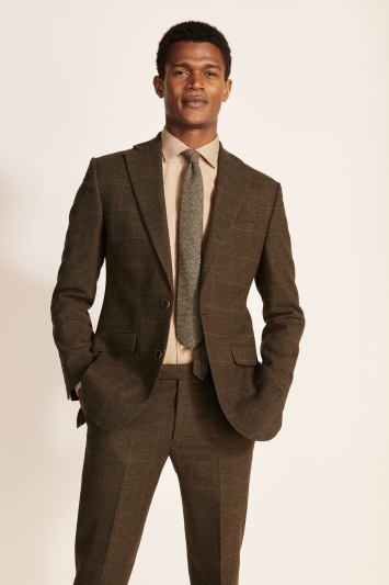 Tailored Fit Tan Check Tweed Jacket