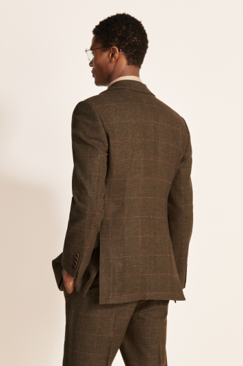 Tailored Fit Tan Check Tweed Jacket