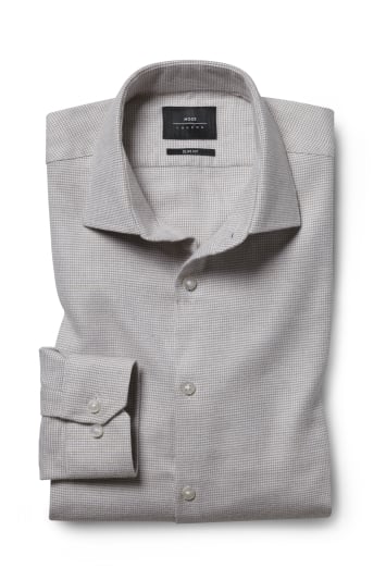 Slim Fit Neutral Brushed Puppytooth Shirt