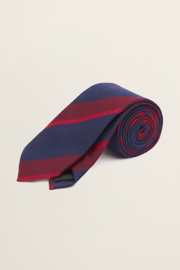 Navy with Berry Block-Stripe Tie