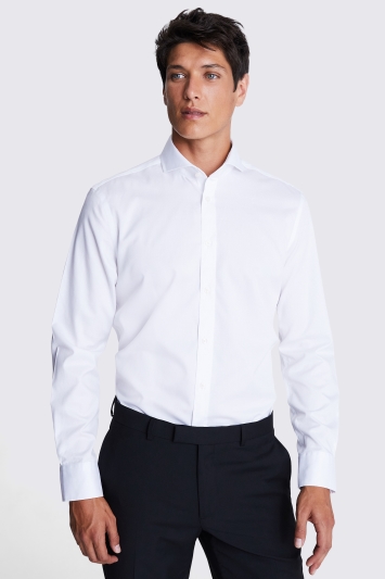 Tailored Fit White Twill Zero Iron Shirt