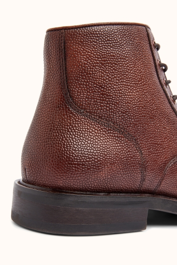 Brown Grained Leather Boot