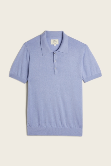 Powder Grey Terry Towelling Polo Shirt