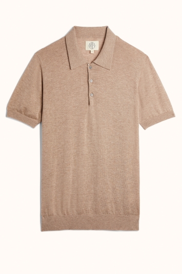 Oatmeal Tencel Knitted Polo Shirt