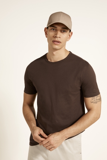 Brown Mercerised Crew-Neck T-Shirt