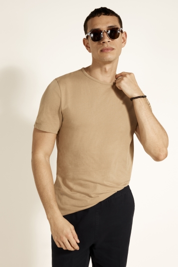Light Camel Mercerised Crew-Neck T-Shirt