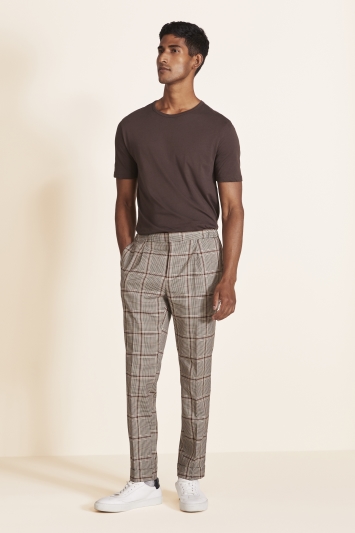 Moss 1851 Tailored Fit Caramel Check Trousers
