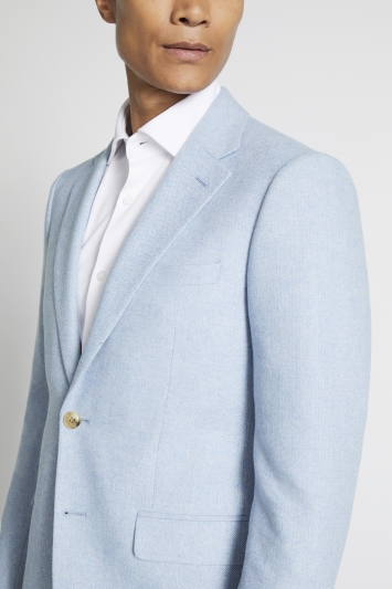 Slim Fit Light Blue Tweed Jacket 