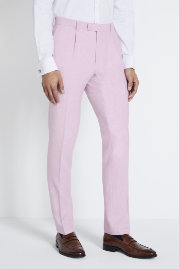 Slim Fit Pale Pink Tweed Trousers 