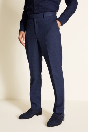 Tailored Fit Blue Check Trouser