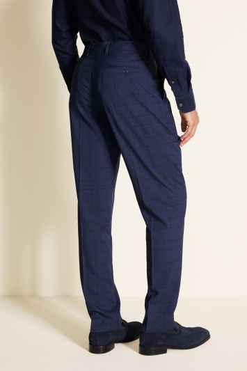 Tailored Fit Blue Check Trouser