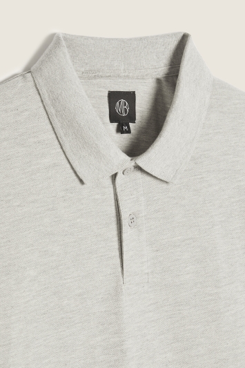 Grey Melange Pique Polo Shirt