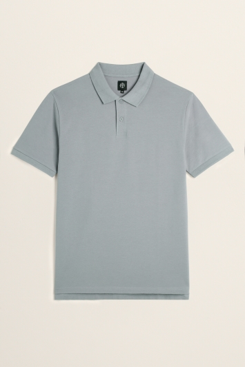 Steel Blue Pique Polo Shirt