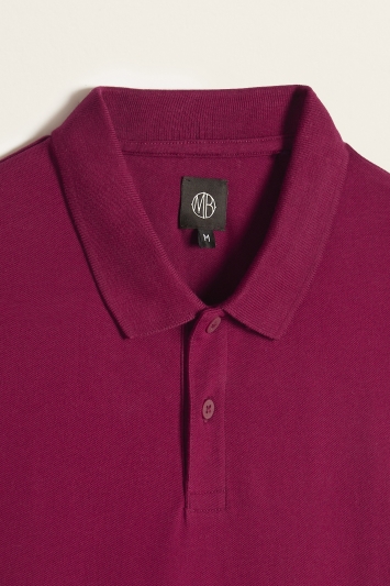Burgundy Melange Pique Polo Shirt