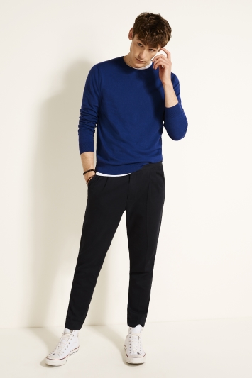 Marine Blue Cotton-Cashmere Crew-Neck 