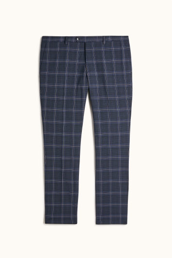Slim Fit Navy & Pink Check Trouser