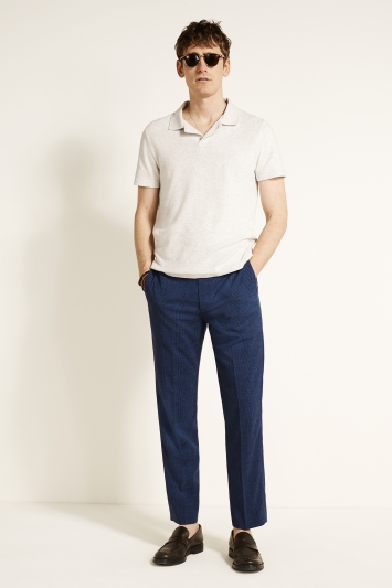 Regular Fit Blue Check Trousers