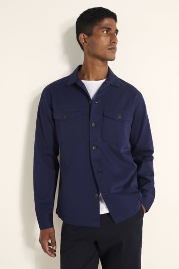 Tailored Fit Navy Two Pocket Overshirt